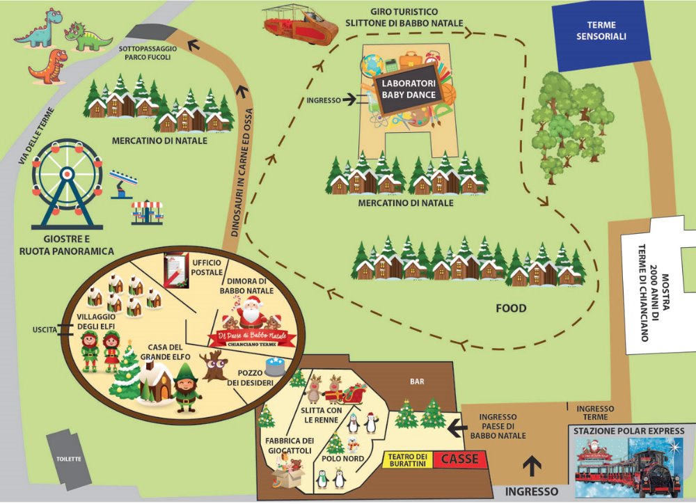 Inaugurato il Paese di Babbo Natale a Chianciano Terme

Casa di Santa Claus, la grande fabbrica dei giochi, un intero parco dedicato ai dinosauri grandezza naturale e spazi per eventi, terme e cibo
